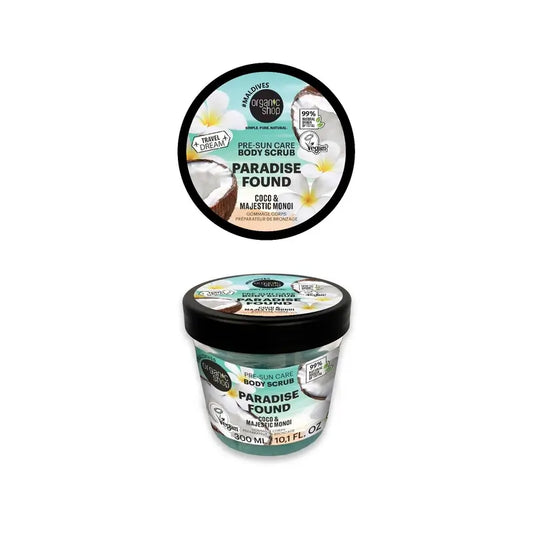 Organic Shopin kookos- ja monoi-vartalokuorinta auringonottoa varten, 300 ml