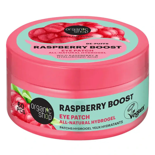 Organic Shop Fac - silmänympärysihon turvotusta vähentävät hydrogeelilaastarit ”Raspberry Boost”, 60 kpl