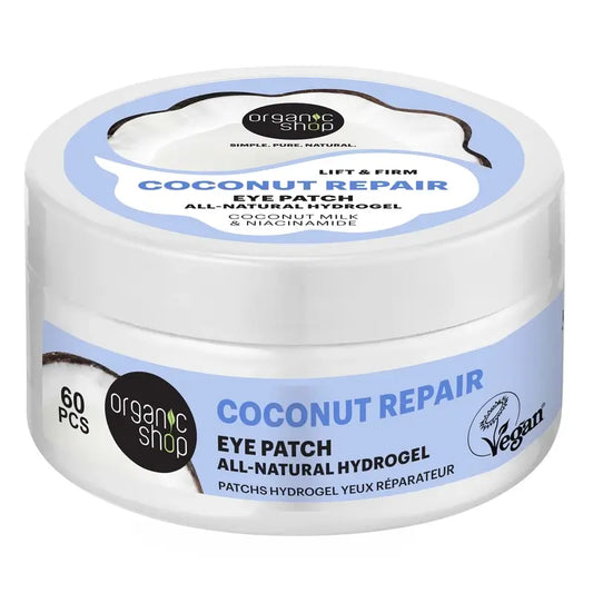Organic Shop Fac kiinteyttävät hydrogeelilaastarit silmänympärysiholle ”Coconut Repair”, 60 kpl