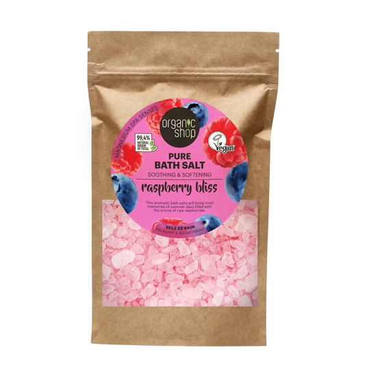 Organic Shopin Puras Raspberry Bliss -kylpytuotteet, 500 g 