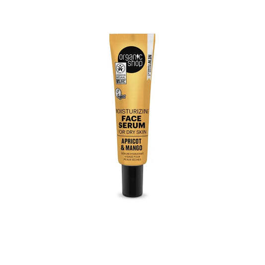 Organic Shopin kosteuttava kasvoserumi kuivalle iholle, aprikoosi ja mango, 30 ml 