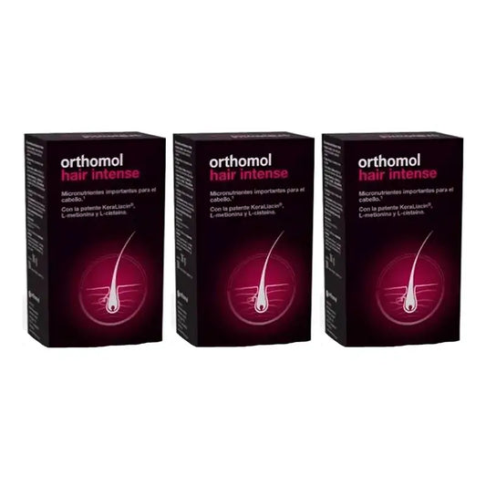 Orthomol Hair Intense, 3 x 60 kapselin pakkaus.