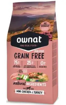 Ownat Prime Canine Adult Mini Grain Free Kana ja kalkkuna 1 kg, koiranruoka