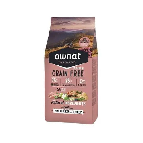 Ownat Prime Canine Adult Mini Grain Free Kana ja kalkkuna 3 kg, koiranruoka