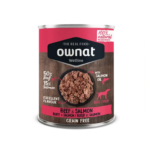 Ownat Wetline Koiranruoka – Naudanliha ja lohi 12 x 395 g 
