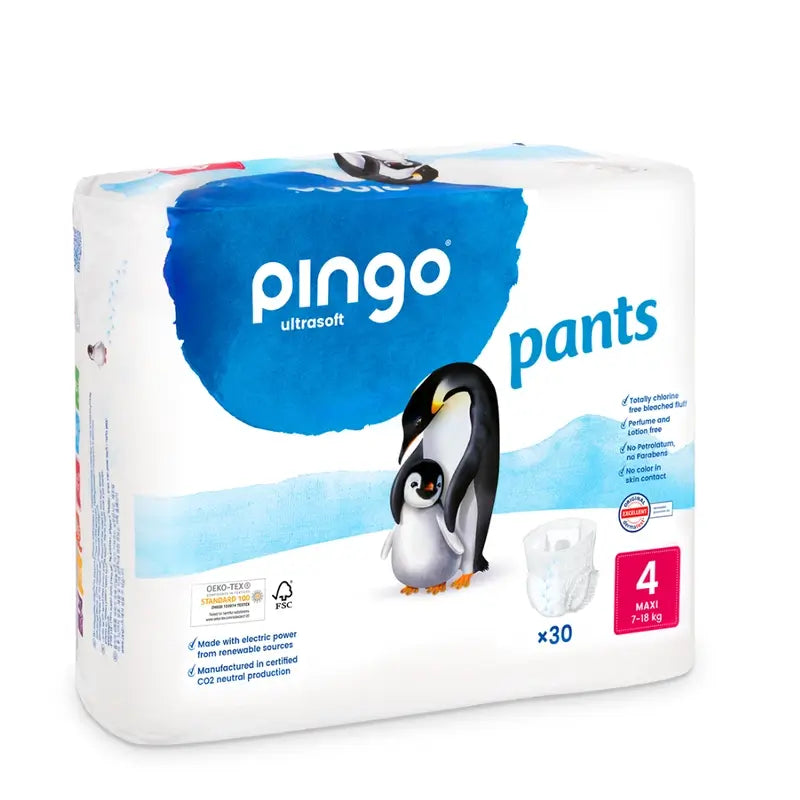 Pingo-ekologiset vaippahousut, koko 4 (7–18 kg), 2 x 30 kpl:n pakkaus