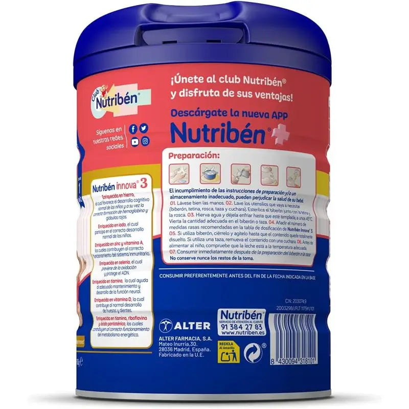 Nutribén Innova 3 Kasvuvaiheen maito, 6 x 800 g