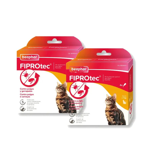 Beaphar Fiprotec Spot On -kissalle, 4 pipettia à 0,5 ml, 2 kpl:n pakkaus