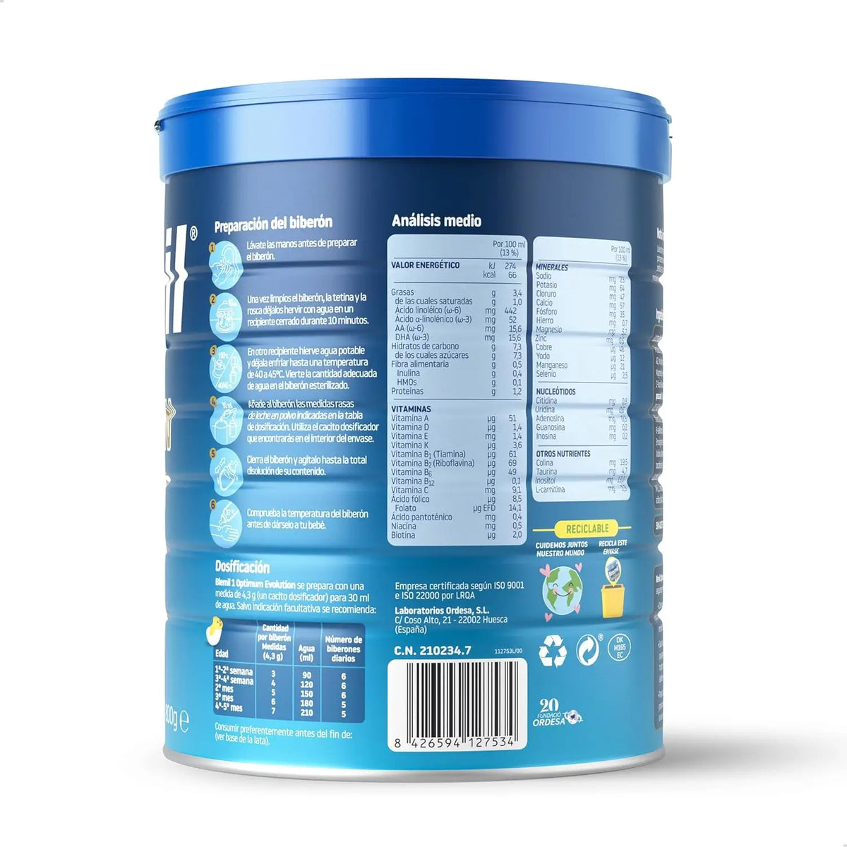 Blemil Optimum Evolution 1 aloitusmaito, 8 x 800 g
