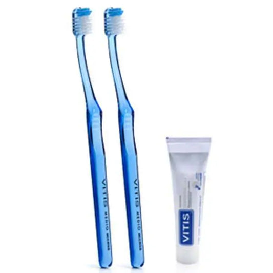 VITIS Duplo Access Medium Toothbrush + Whitening Toothpaste 15 ml