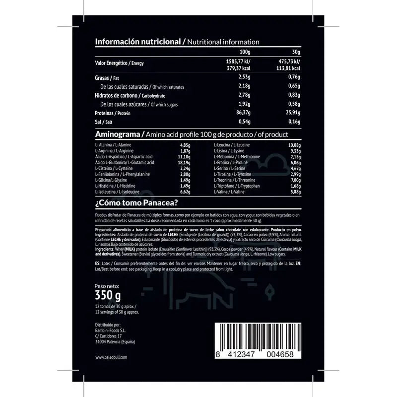 Paleobull Panacea -proteiini-isolaatti, suklaa, 750 g. 