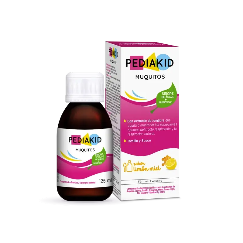 Pediakid Muquitos-siirappi nenälle ja kurkulle, sitruuna ja hunaja, 125 ml