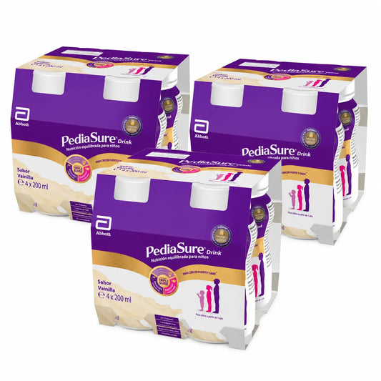 Pediasure Drink Vanilja Lapsille, 4 pulloa à 220 ml, 3 kpl:n pakkaus