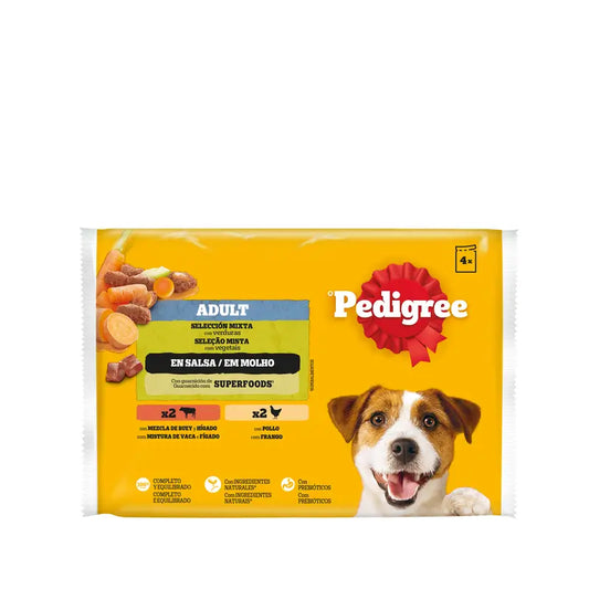 Pedigree Pouch 4-pakkaus: kanaa, naudanlihaa ja vihanneksia 13 x 4 x 100