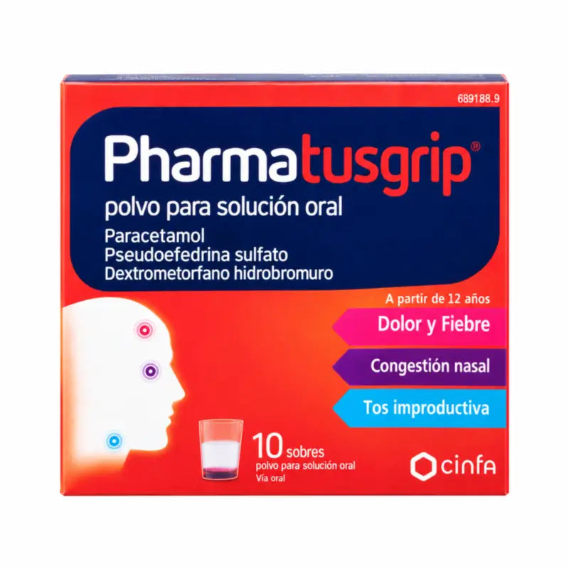 Pharmatusgrip 10 pussia, jauhe suun kautta otettavaksi liuokseksi