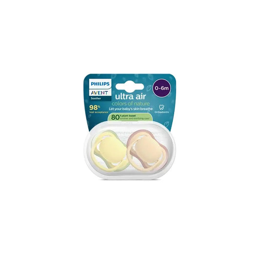 Philips Avent 2 ultra air -tuttia, colours of nature -sarja, 0–6 kuukautta, neutraali