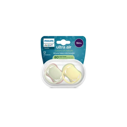 Philips Avent 2 dummies ultra air colours of nature +18m neutral