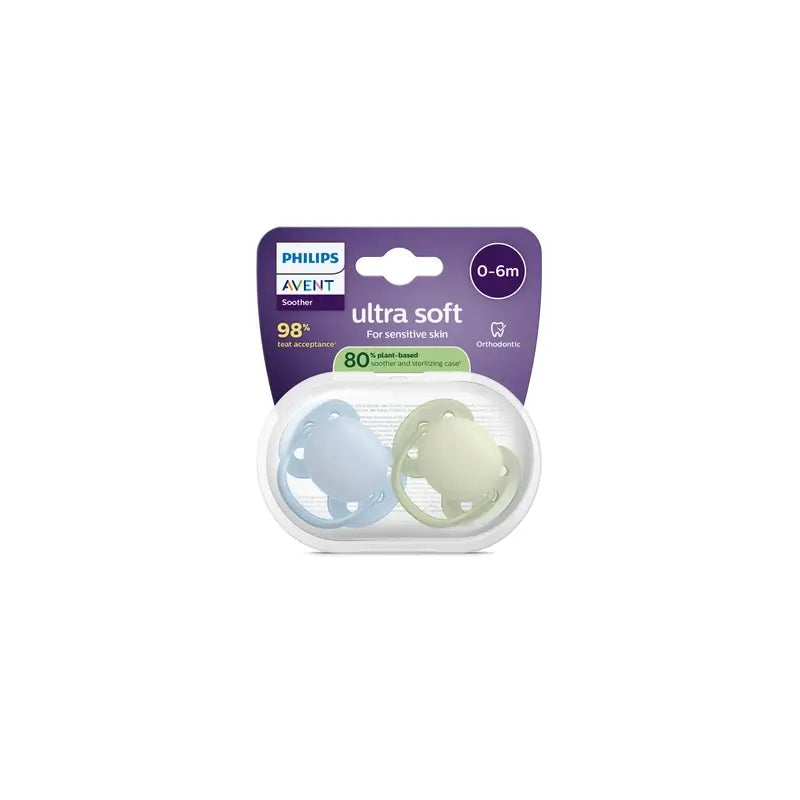Philips Avent 2 ultra soft soothers 0-6m baby boy