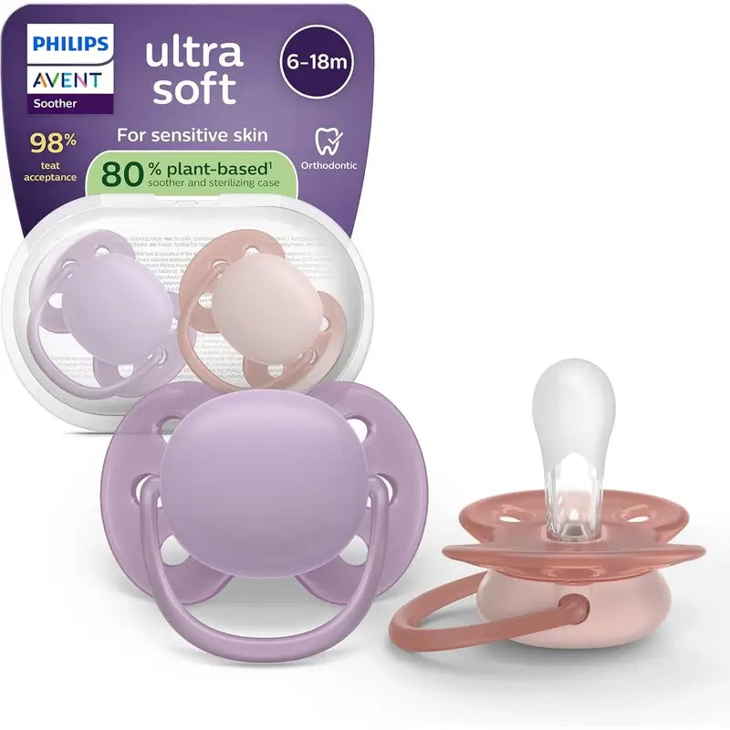 Philips Avent 2 erittäin pehmeää tuttia, 6–18 kk, tytöille