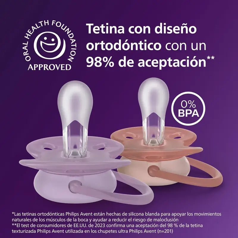 Philips Avent 2 erittäin pehmeää tuttia, 6–18 kk, tytöille