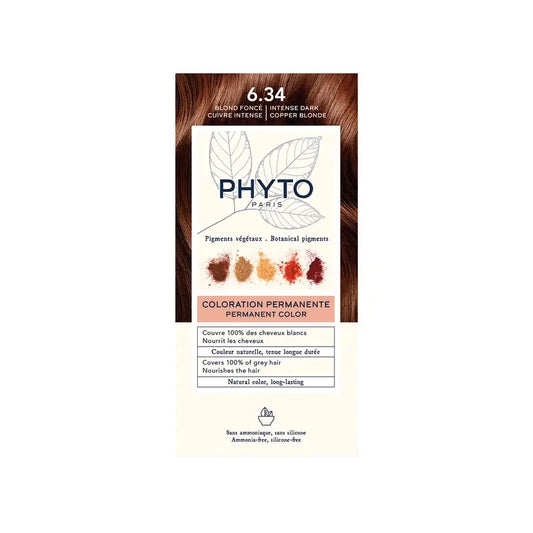 Phyto-hiusväri 6.34 Tumma kuparinen vaalea – pysyvä hiusvärisetti, 110 ml