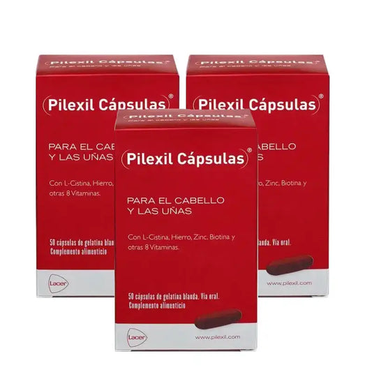 Pilexil-kapselit, pakkaus 3 x 50 kapselia.