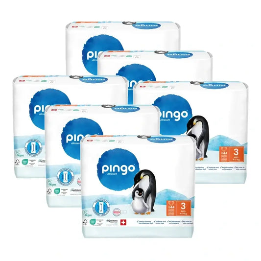 Pingo-ekologiset vaipat, koko 3 (4–9 kg), 6 x 44 kpl
