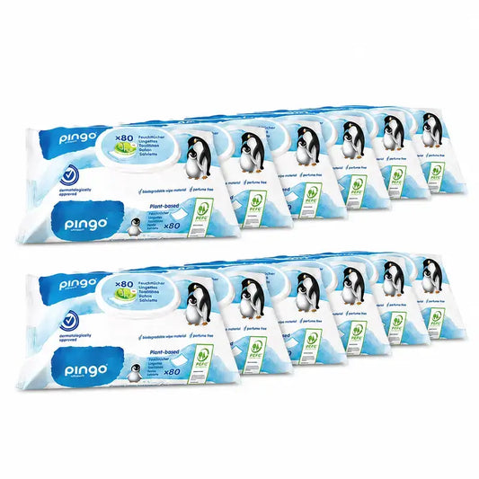 Pingo biohajoavat kosteuspyyhkeet, 12 x 80 kpl:n pakkaus