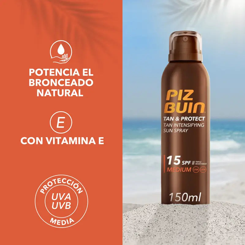 Piz Buin Tan & Protect -aurinkosuihke, joka tehostaa rusketusta, SPF 15, 150 ml  