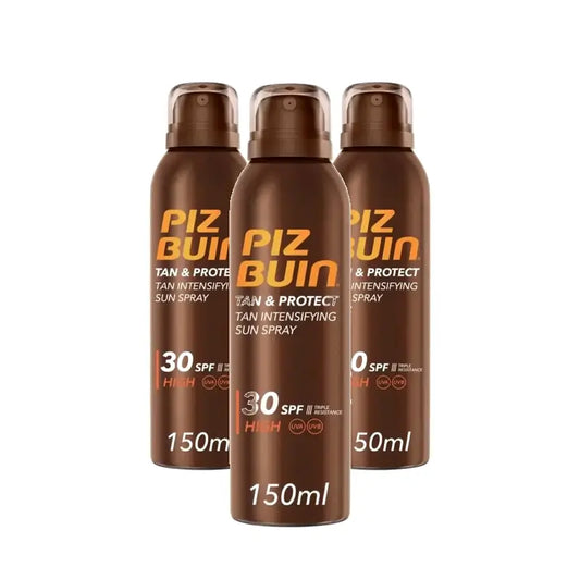 Piz Buin Tan & Protect -aurinkosuihke, rusketusta tehostava, SPF 30, 3 x 150 ml:n pakkaus