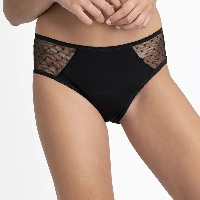 Platanomelon Kiwitas Classic Plumeti Menstrual Panties Black / S
