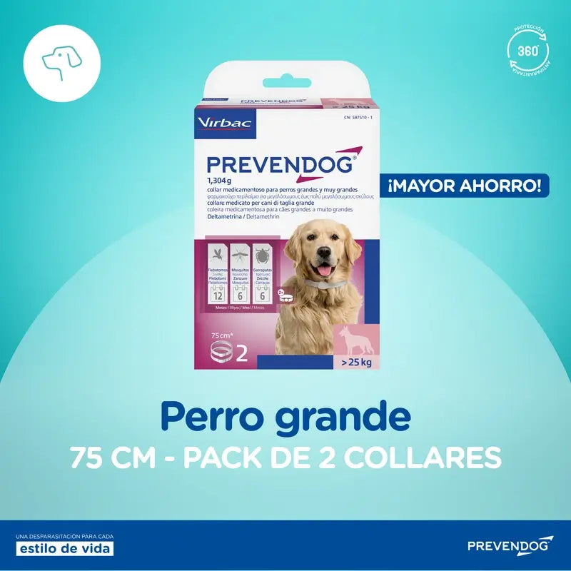 Virbac Prevendog -lois torjuntakaulapanta 75 cm, 2 kpl