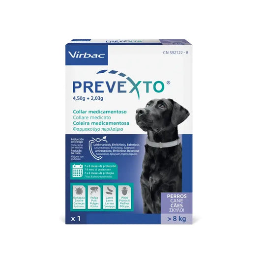 Prevexto-loislääkepanta yli 8 kg painaville koirille, 70 cm