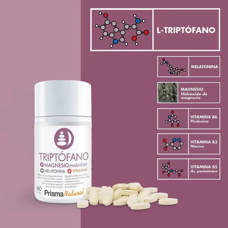 Prisma Natural Tryptofaani + Mg + Melatoniini, 60 tablettia