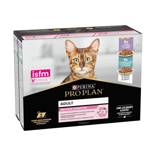 Pro Plan Feline Multi -pussi, Delicate, kala ja kalkkuna, 10 x 85 g