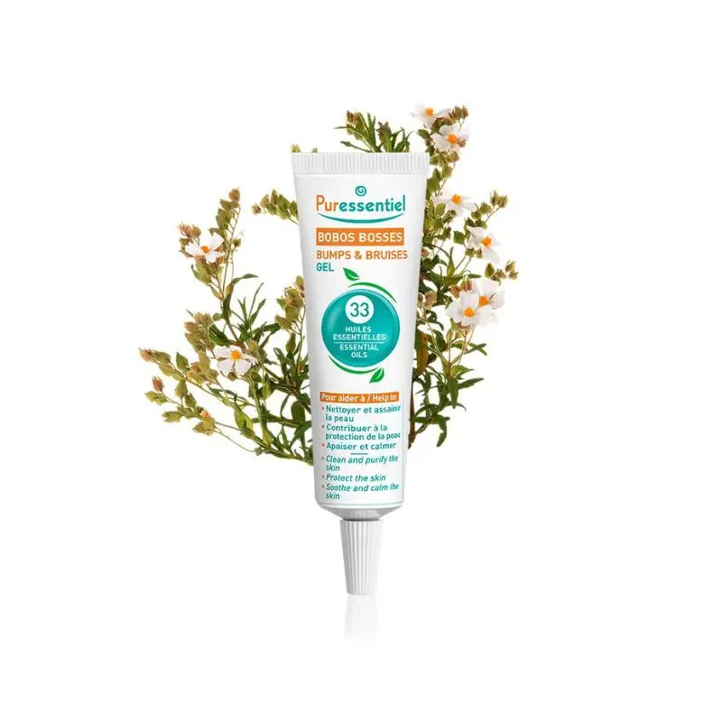 Puressentiel-geeli naarmuille ja kolhuille, sisältää 33 eteeristä öljyä, 20 ml