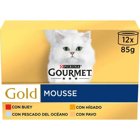 Purina Gourmet Gold Mousse -valikoima, 12 x 85 g:n pakkaus, kissan märkäruoka