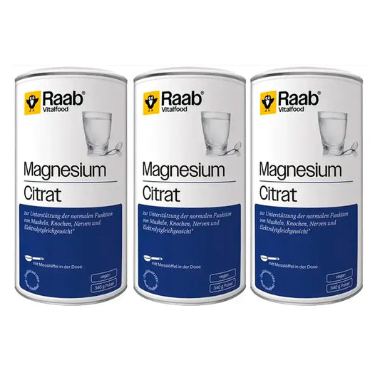 Raab Vitalfood Magnesiumcitraattijauhe, 3 x 340 g:n pakkaus. Sg Vegan