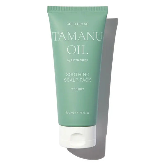 Rated Green -kylmäpuristettu tamanuöljy, päänahkaa rauhoittava pakkaus, 200 ml