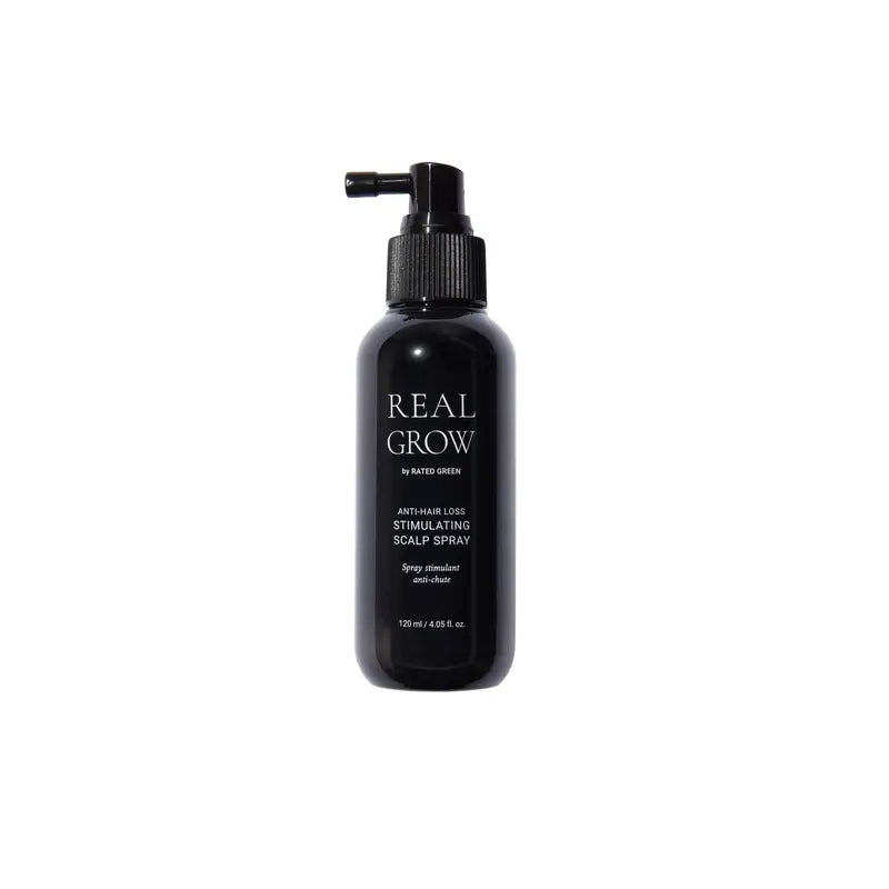 Rated Green Real Grow hiustenlähtöä ehkäisevä ja päänahkaa stimuloiva suihke, 120 ml