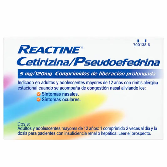 Reactine Cetiriziini/Pseudoefedriini, 14 tablettia