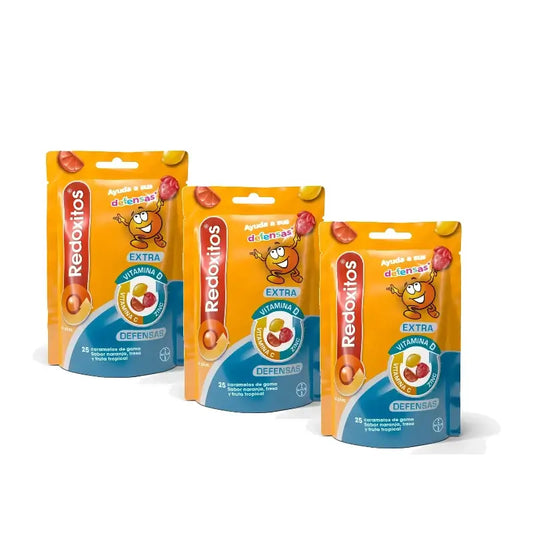 Redoxon Redoxitos Extra Defensas +4 vuotta, pakkaus 3 x 25 kumikarkkia