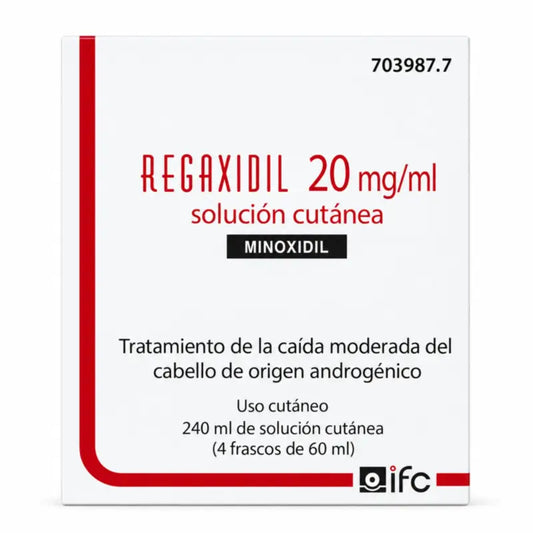 Regaxidil 20 mg/ml minoksidiili-ihonhoitoliuos, 4 pulloa à 60 ml