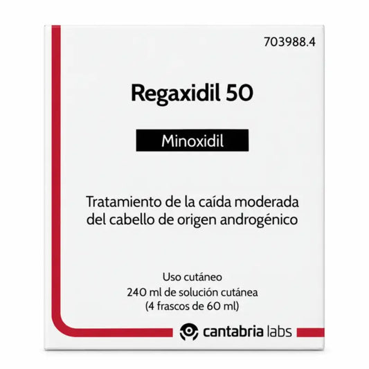 Regaxidil 50 mg/ml minoksidiili-ihonhoitoliuos, 4 pulloa à 60 ml