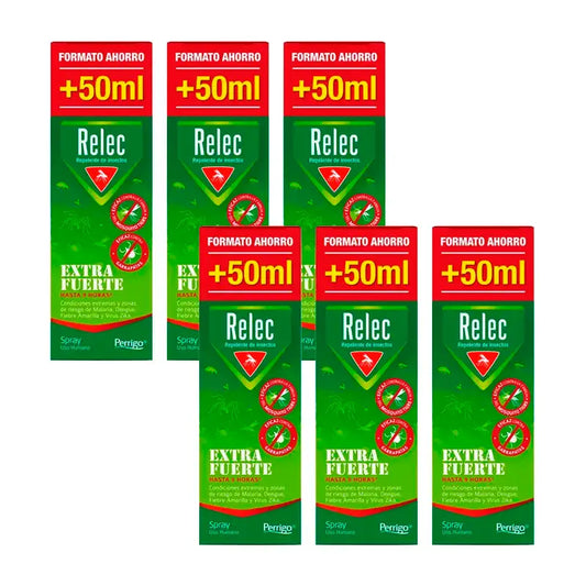 Relec Extra Fuerte -hyttyskarkotussuihke, 6 x 125 ml:n pakkaus