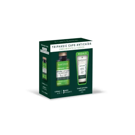 René Furterer Triphasic Caps -pakkaus hiustenlähtöä vastaan, 90 kapselia + shampoo 50 ml