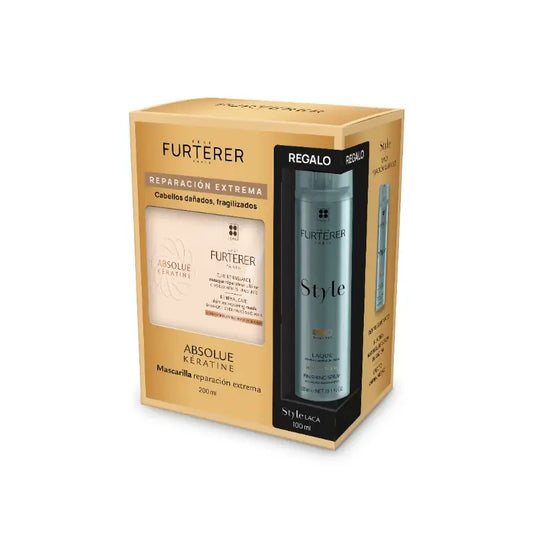 René Furterer Rf Pack Abs Keratine -naamio 200 ml + Style-hiuslakka 100 ml