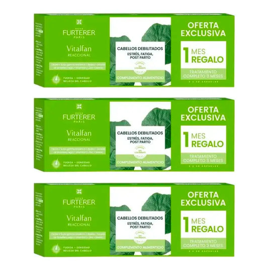 Rene Furterer Vitalfan Reaktiivinen hiustenlähtöhoito, pakkaus 3 x 30 kapselia