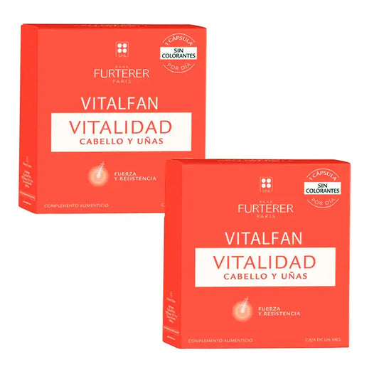 Rene Furterer Vitalfan – elinvoimaa hiuksille ja kynsille, 2 x 30 kapselin pakkaus