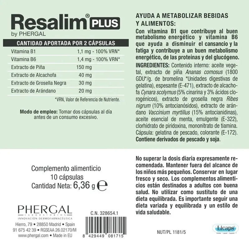 Resalim™ Plus Aineenvaihduntaa edistävä ravintolisä Juomat Elintarvikkeet – 10 tablettia